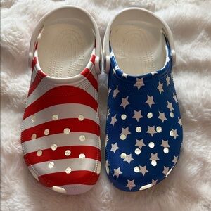 CROCS Patriotic Stars & Stripes Clogs - Red, White & Blue